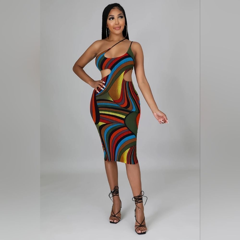 BLANC‎ CLOTHING Multicolor "Jamaica Nights" Dress Size M